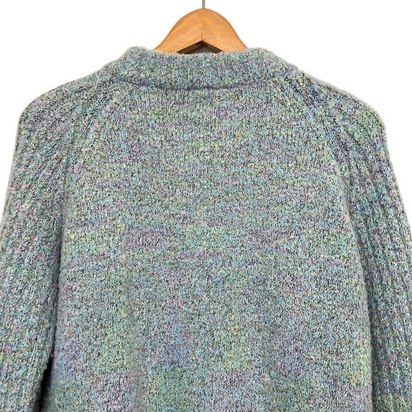 Full Zip Sweater Woman’s Size Large Flyshacker Colorful Knit Pockets Wool Blend - Picture 8 of 11